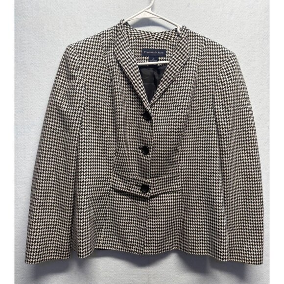 Preston & York Womens Houndstooth Blazer Size 10 Black & White 100% Lined - Picture 1 of 9